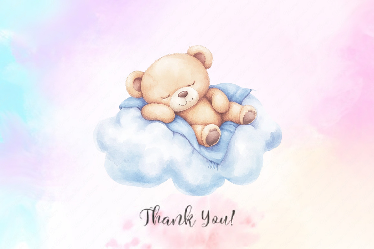 Cute Blue Teddy bear clipart, an Illustration by Watercolor design (Photo 8 of 12)