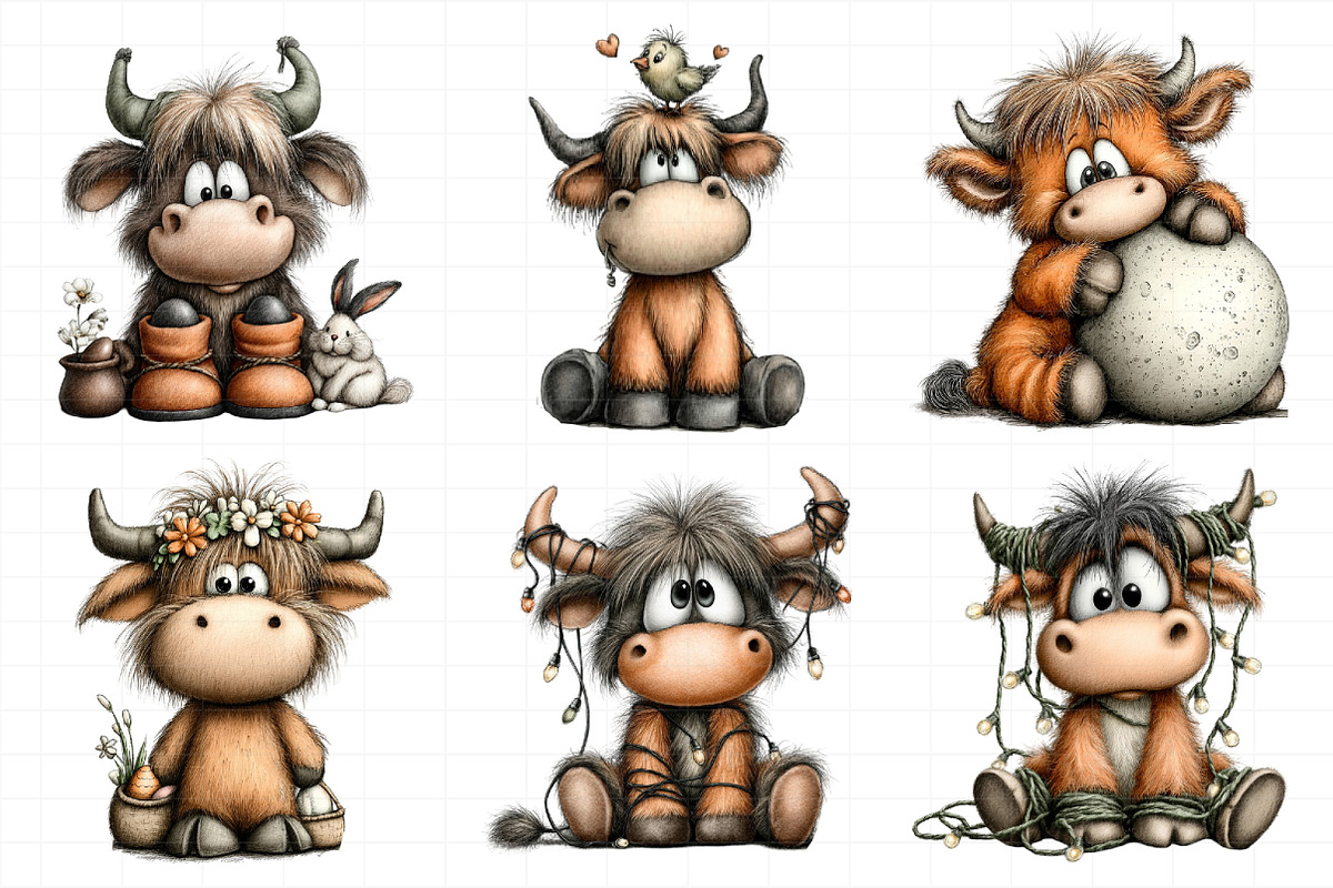 Whimsical Easter Highland Cow Clipar, an Illustration by Daily.Designs (Photo 6 of 8)
