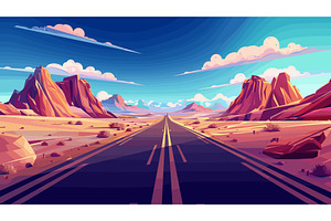 Cartoon Highway Cutting Through The