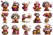 Quirky Birthday old woman clipart, an Illustration by Libby Wishes (Thumbnail 7 of 7)