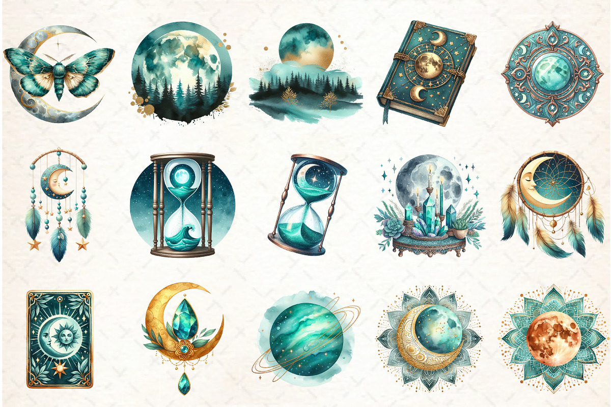 Mystical Moon Sublimation Clipart Bu, an Illustration by Libby Wishes (Photo 2 of 10)