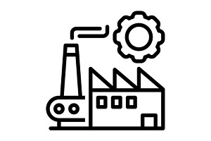Manufactured industrial black icon, an Outline Icon by Creative priyanka