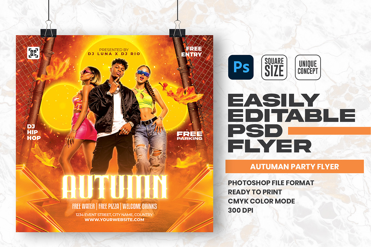 Autumn Party Flyer Design Template, a Flyer Template by Shajib Shikder (Photo 1 of 2)