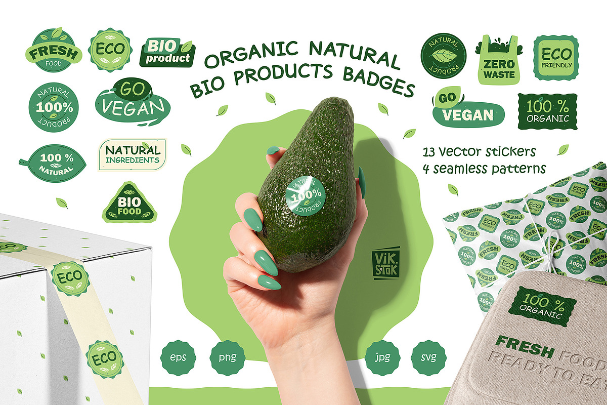Organic natural bio products badges, an Object Graphic by vik.stock (Photo 1 of 5)