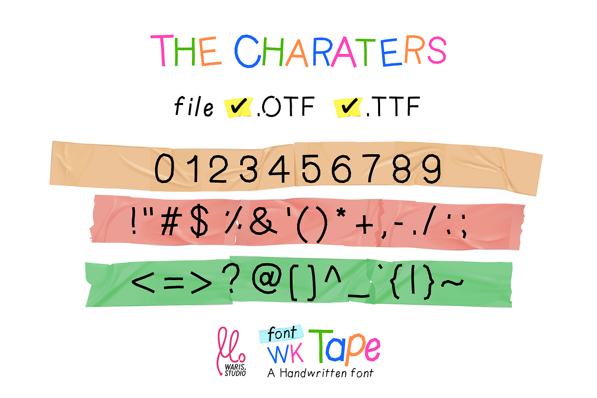 Tape font handwritten font, a Handwritten Font by Waris Studio (Photo 4 of 8)