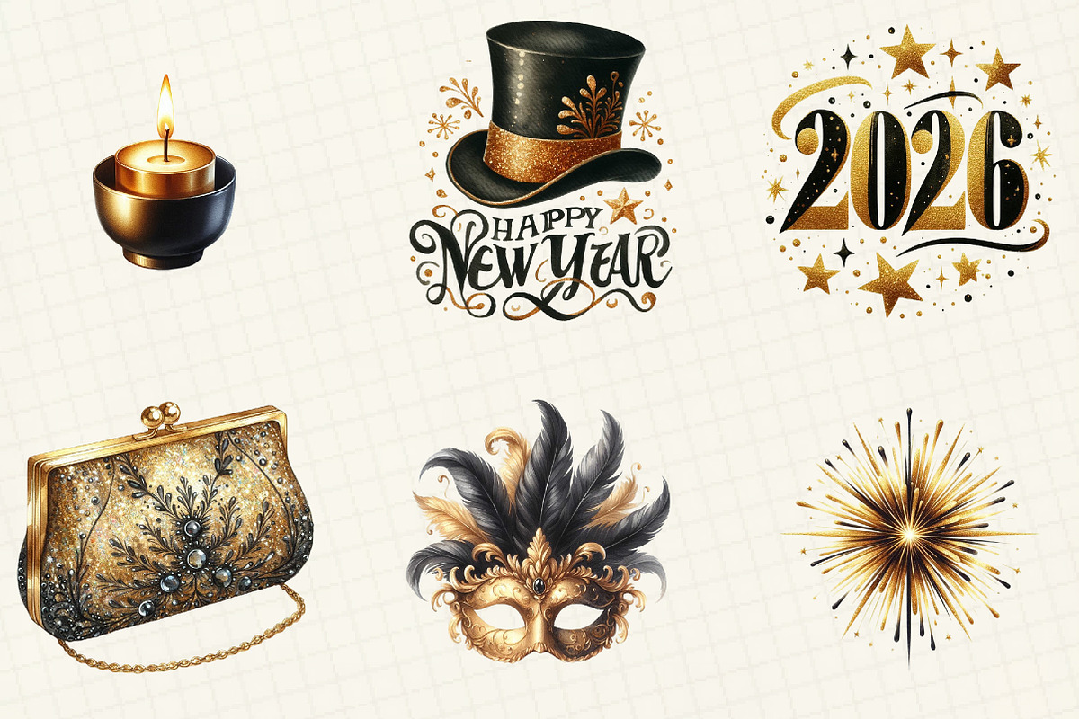 Golden and Black New Year Sublimatio, an Illustration by DreamCafeArt (Photo 3 of 6)