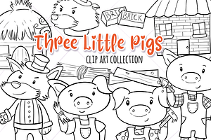 Three Little Pigs Digital Stamps