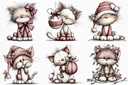 Whimsical Christmas Cat Clipart, an Illustration by Craft Nest (Thumbnail 2 of 6)