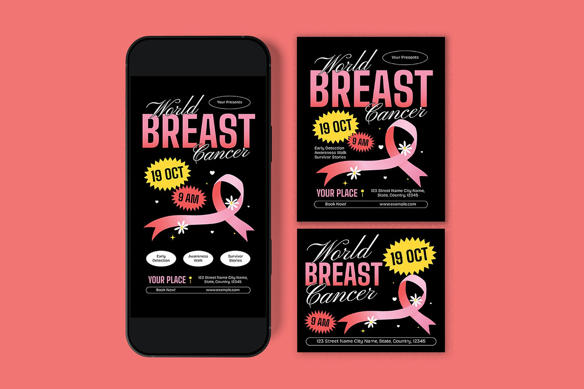 World Breast Cancer Flyer, a Flyer Template by graphicook (Photo 3 of 3)