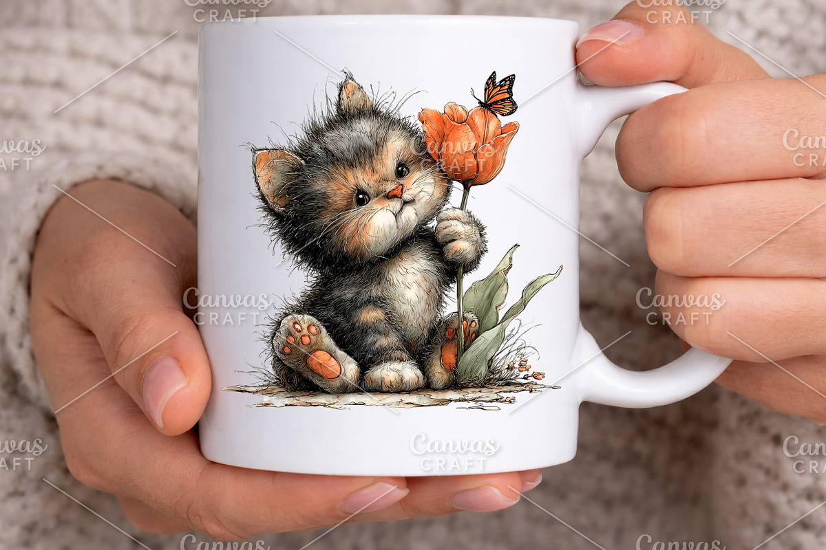 Whimsical Easter Cat Clipart Bundle, an Illustration by Canvas Craft (Photo 4 of 7)