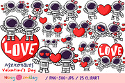 Cute Astronaut couple Valentine day, a Seasonal Illustration by Noey smiley (Thumbnail 1 of 9)