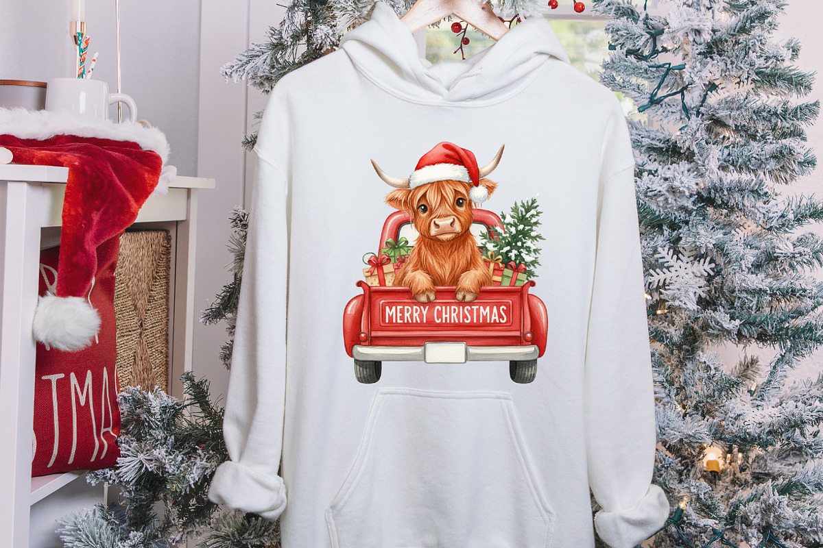Red Christmas Highland Cow PNG, an Illustration by designcity5 (Photo 6 of 8)