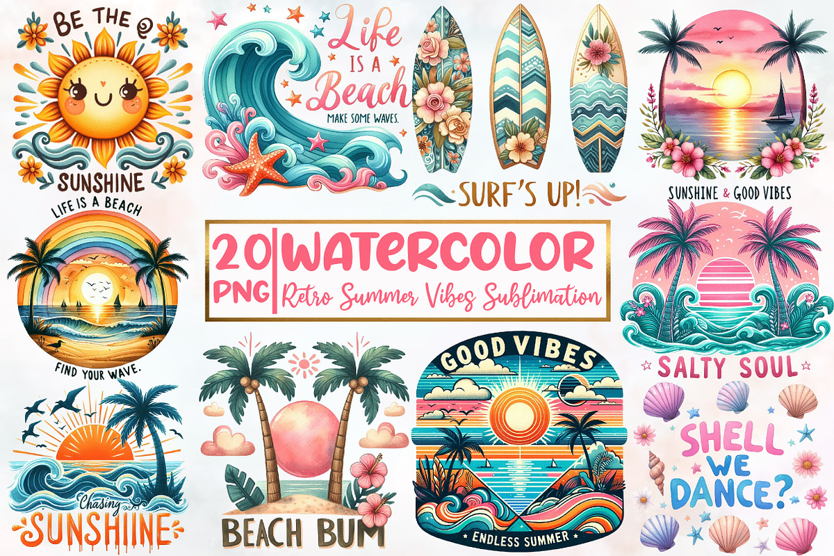 Retro Summer Vibes Sublimation, an Illustration by Designworld (Photo 1 of 6)