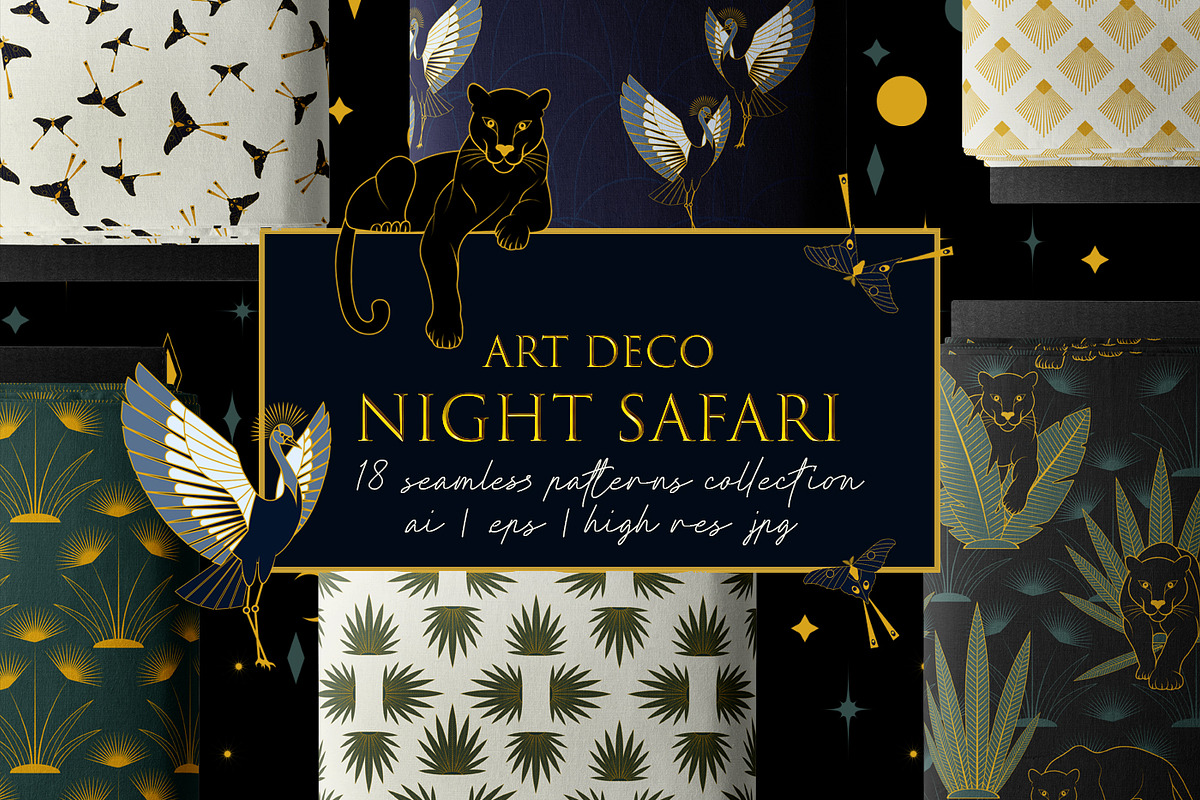 Art Deco Night Seamless Patterns, a Pattern Graphic by Svetlana Lerie (Photo 1 of 9)