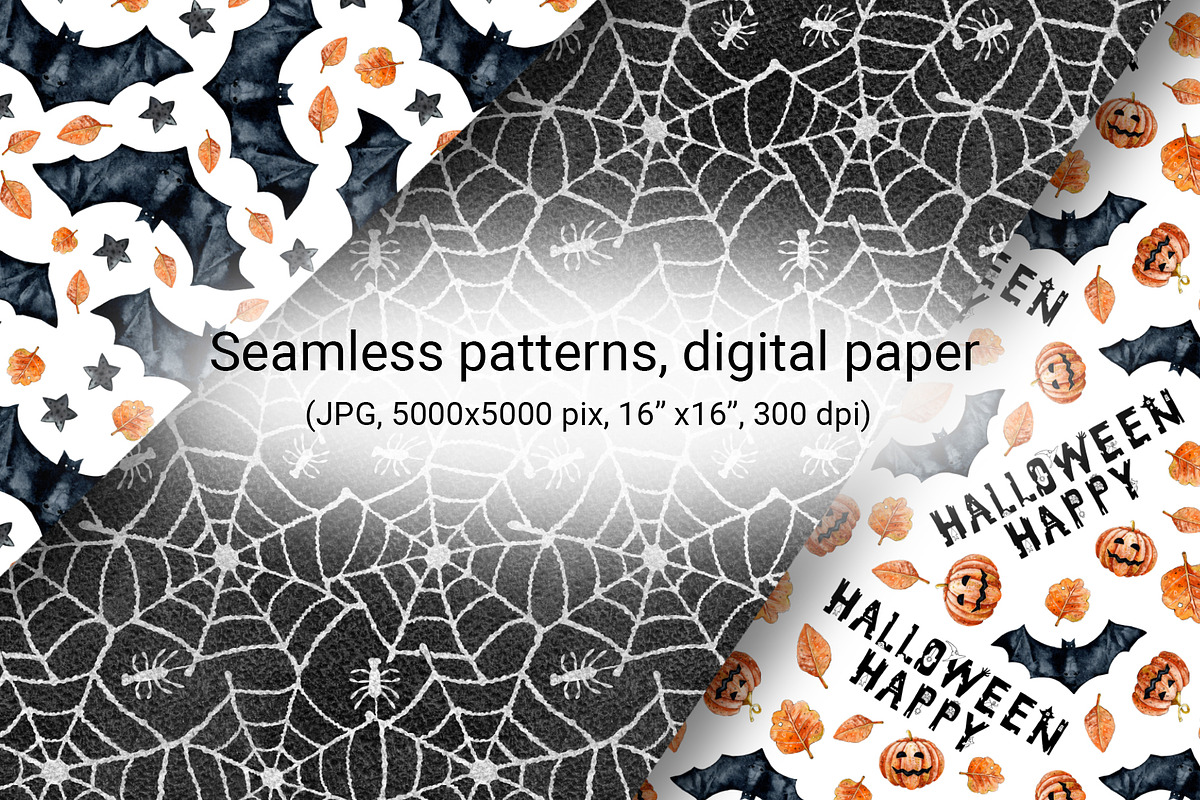 Happy halloween digital paper set, a Pattern Graphic by Artmanata (Photo 4 of 12)