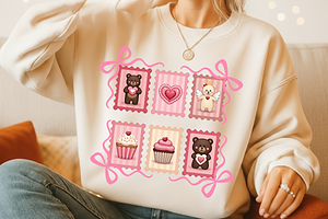Preppy Valentine Postage Stamp Png