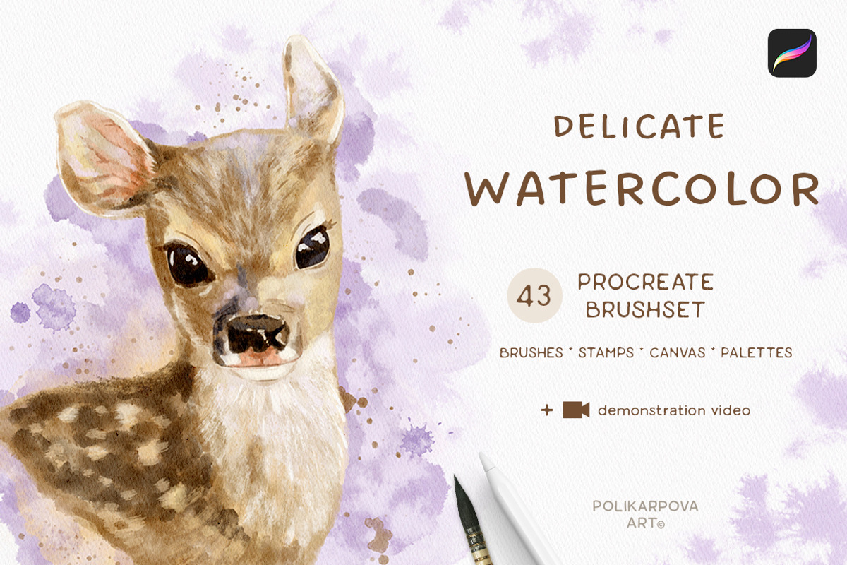 Delicate Watercolor Brushes & Canvas, a Brush Add-On by polikarpovaart (Photo 1 of 16)