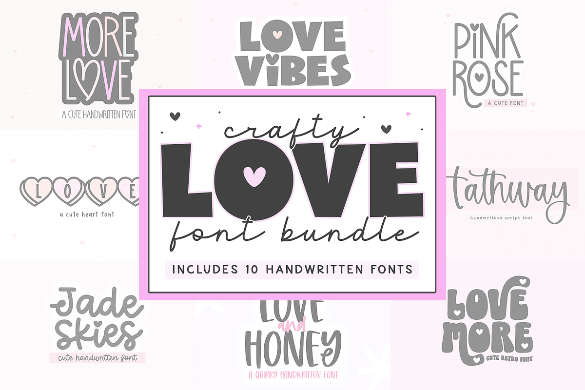Love Font Bundle | 10 Cute Fonts, a Handwritten Font by KA Designs (Photo 1 of 12)