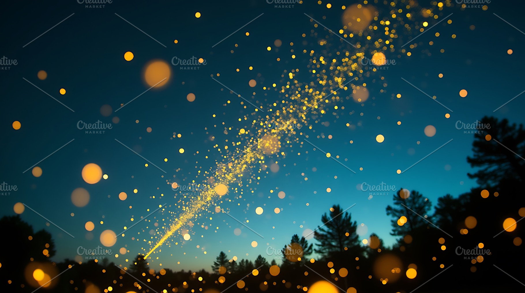 Night sky fireflies bokeh lights ove, a Background Photo by Artonix