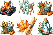 Watercolor Autumn Laundry Clipart, an Illustration by Designking (Thumbnail 2 of 4)