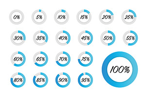 Set of blue circle percentage, an Object Illustration by Vector Creator