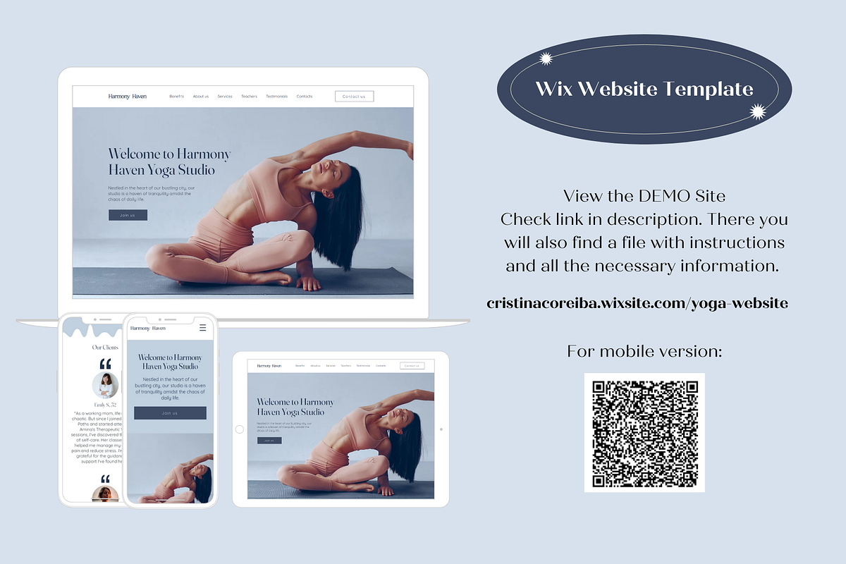 Landing page for Yoga Studio WIX, a Wix Template by Wixify Studio (Photo 8 of 8)