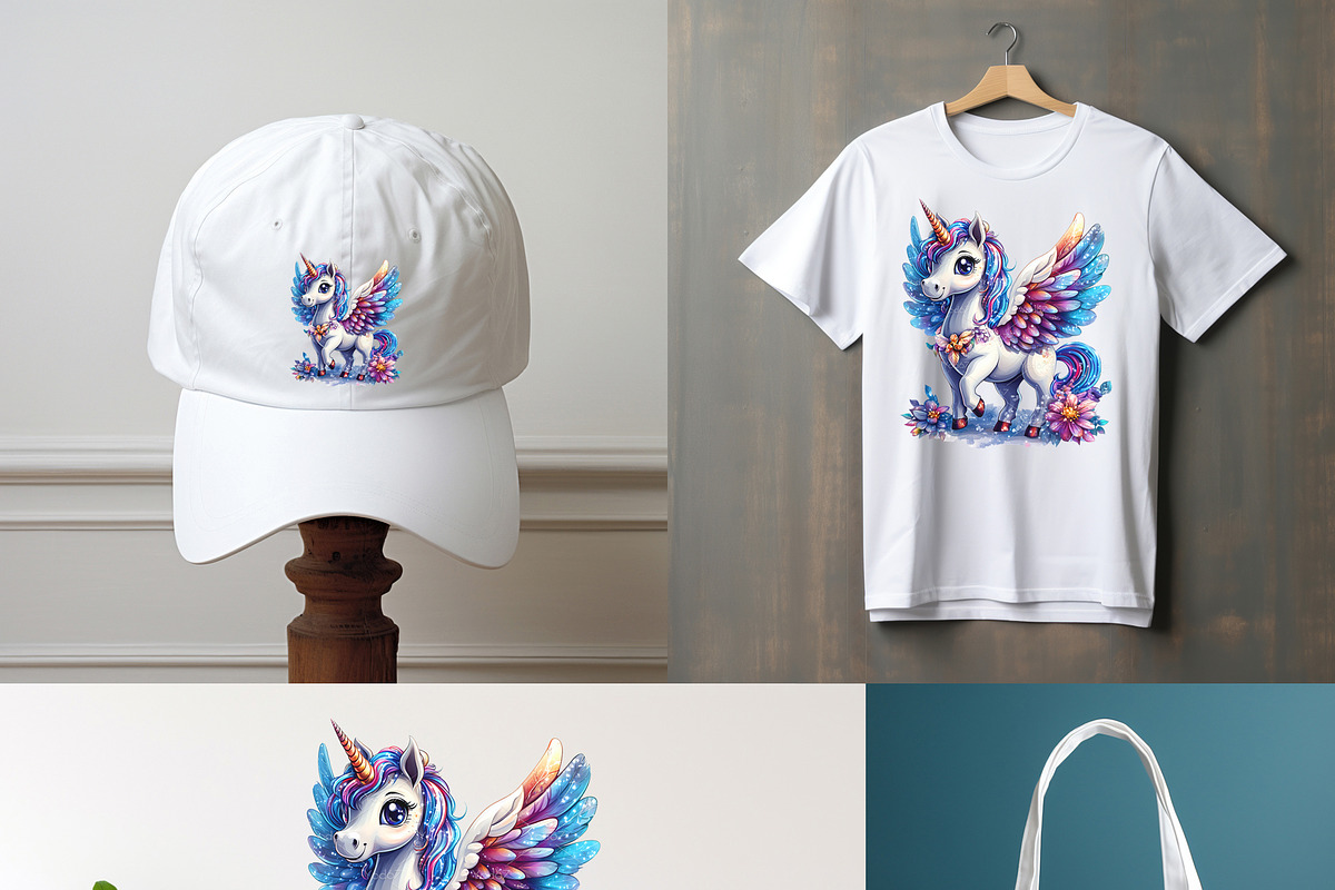 Cartoon unicorn pegasus with wings., an Animal Illustration by yod67 (Photo 5 of 9)