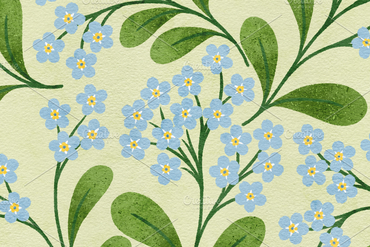 Forget-Me-Not Flourishes Pattern, a Pattern Graphic by Rebecca Flaherty (Photo 3 of 3)