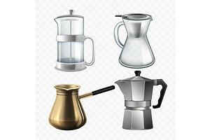 Coffee Maker Set Realistic Vector