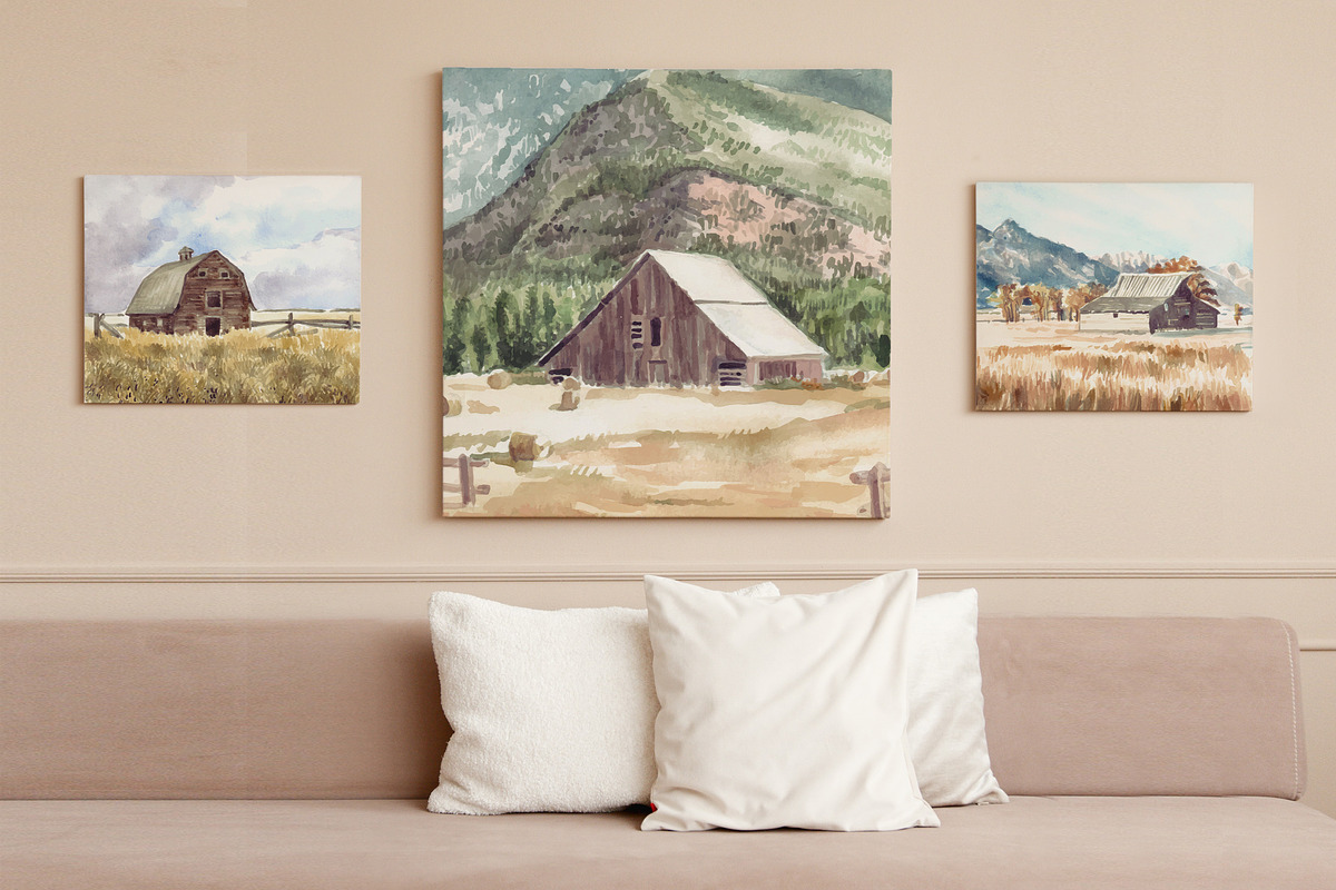 Watercolor Barn & Landscapes, an Object Illustration by Yorda Studio (Photo 7 of 10)