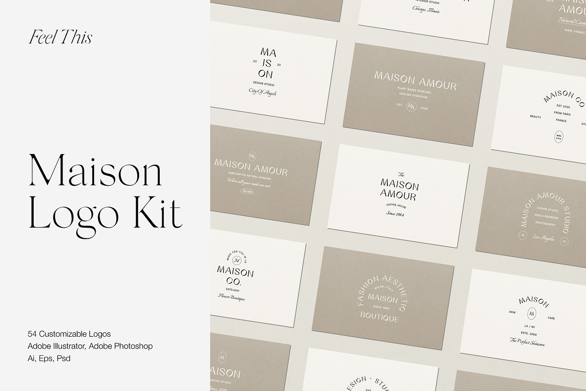 Maison Minimal Logo Kit Ai Eps Psd, a Branding & Logo Template by Feel This (Photo 1 of 13)