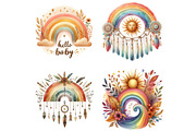 Baby Rainbow Boho Clipart, an Illustration by DreamArtGraphic (Thumbnail 4 of 7)