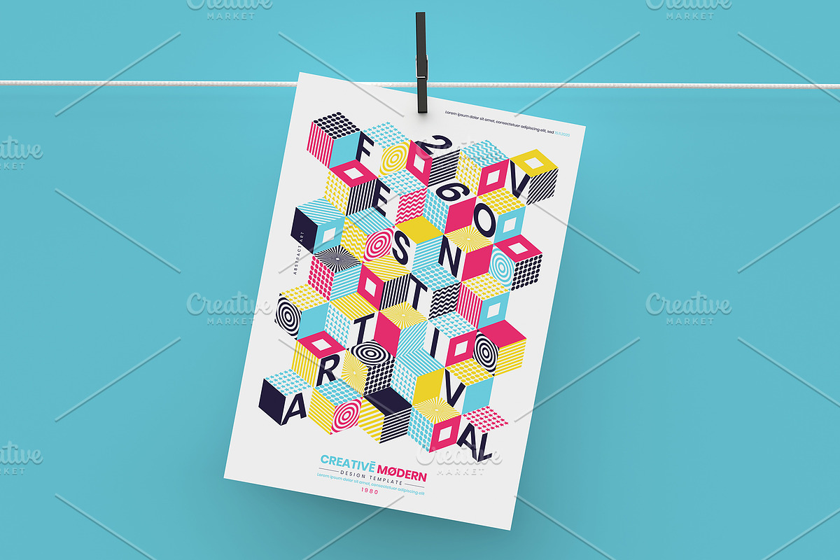 Isometric Cubes Poster, a Flyer Template by Black Cat Studio (Photo 2 of 4)