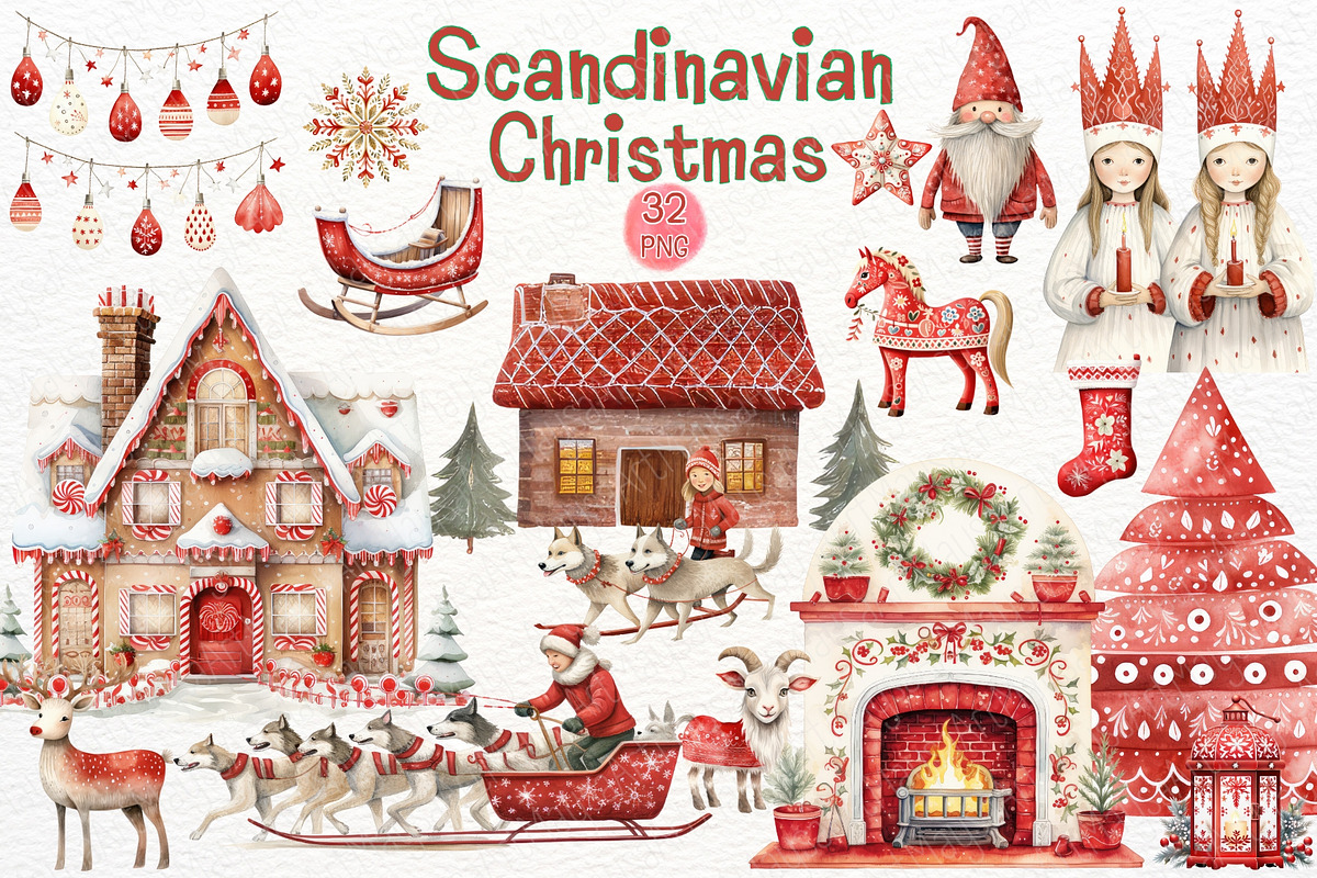 Scandinavian Christmas Clipart, a Seasonal Illustration by Maysa Art (Photo 1 of 7)