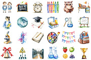 Watercolor School Clipart, an Illustration by Sublimation Artist (Thumbnail 2 of 6)