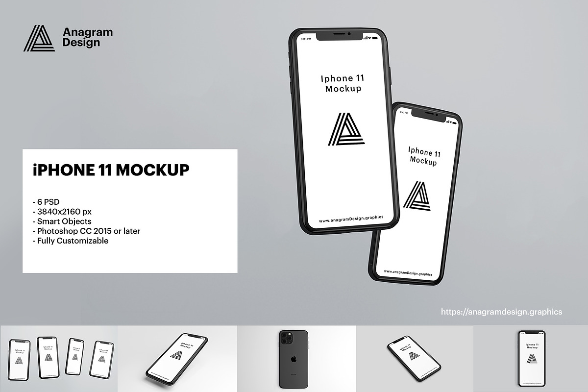 Iphone 11 mockup, an iPhone Mockup by AnagramDesign (Photo 1 of 8)