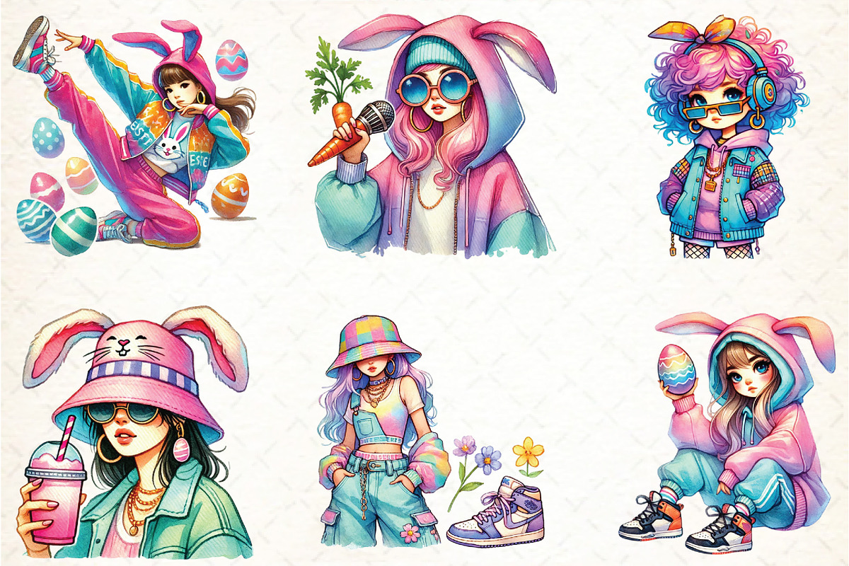 Hip Hop Easter Girl Clipart, an Illustration by DreamCafeArt (Photo 2 of 5)