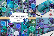 Blue vintage seamless patterns, a Pattern Graphic by NastiaDesignsPrints (Thumbnail 1 of 10)