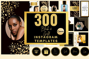 300 Black Gold Instagram Templates,