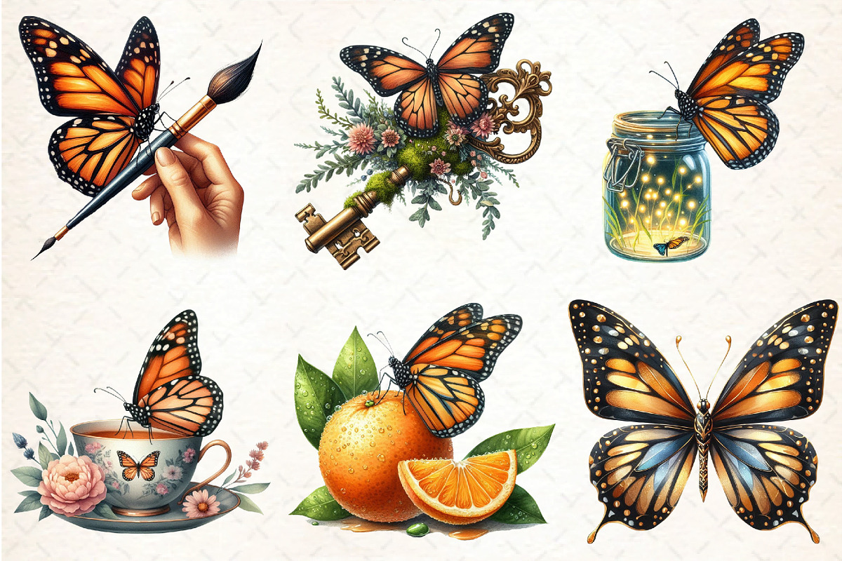Watercolor Monarch Butterfly Clipart, an Illustration by DreamCafeArt (Photo 4 of 7)