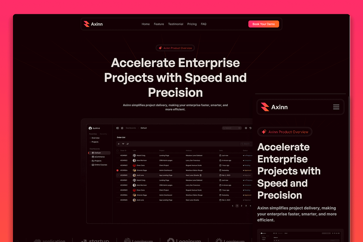 Axinn - SaaS Framer Template, a Landing Page Template by Flow Samurai Templates (Photo 1 of 4)