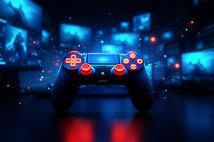 Illuminated video game controller in, a Technology Photo by Perpis