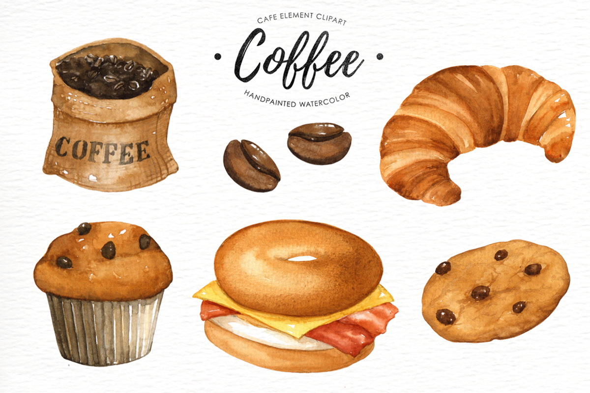 Coffee watercolor clipart, an Illustration by everysunsun (Photo 3 of 4)