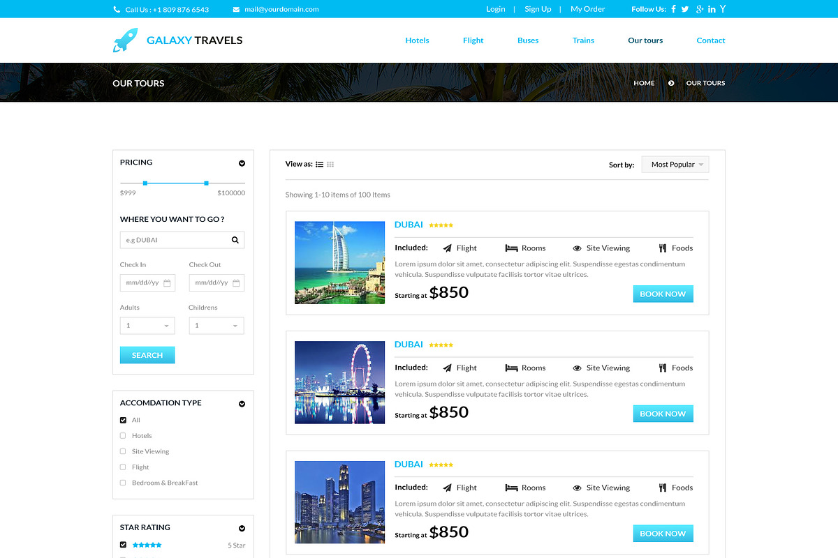 Galaxy- Travels PSD Website Template, a Websites & App Template by WebbyTemplates (Photo 11 of 12)