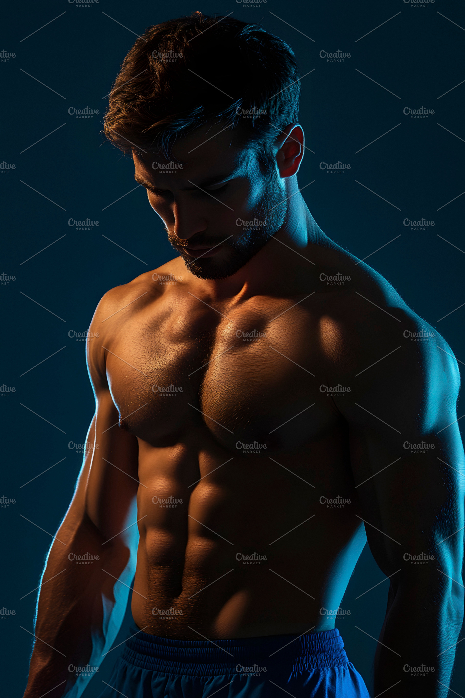 shirtless athletic caucasian man, generative AI, a Photo by Nito