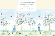 Chinoiserie Garden Toile Light Blue, a Graphic by LABFcreations (Thumbnail 2 of 7)