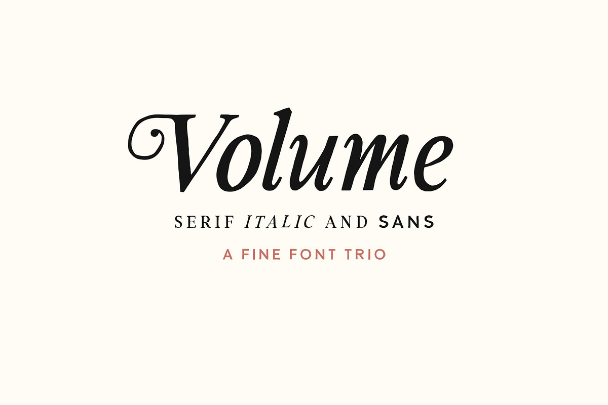 Volume – Handcrafted Font Trio, a Serif Font by Tom Chalky (Photo 1 of 6)