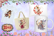 Magical Christmas Fairy Clipart PNG, a Seasonal Illustration by Ink Gallery (Thumbnail 4 of 13)