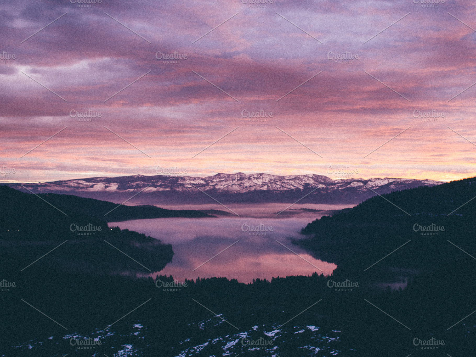 Misty Sunrise Over Donner Lake, a Nature Photo by Gold Poppy Co.