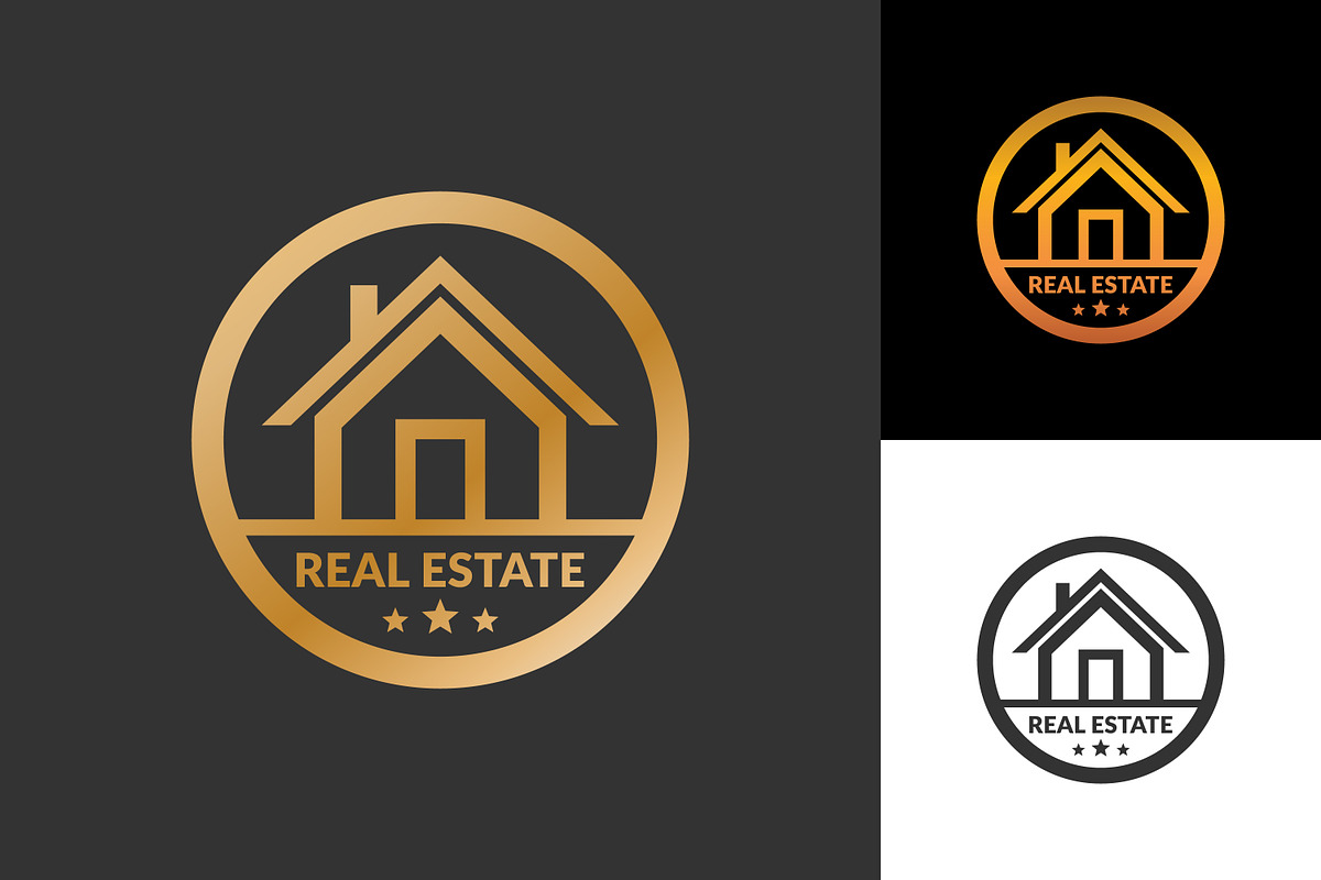 Gold Real Estate Logo Design, a Branding & Logo Template by Saba Vector